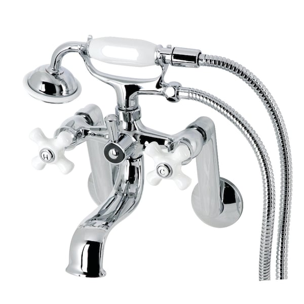 Kingston Brass Tub Wall Mount Clawfoot Tub Faucet with Hand Shower, Polished Chrome KS229PXC - main